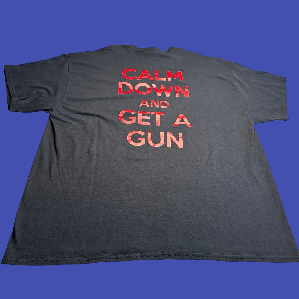 Glock 19 T Shirt 2XL Black Calm Down Get A Gun 2 Sided Graphic Cotton Y2K